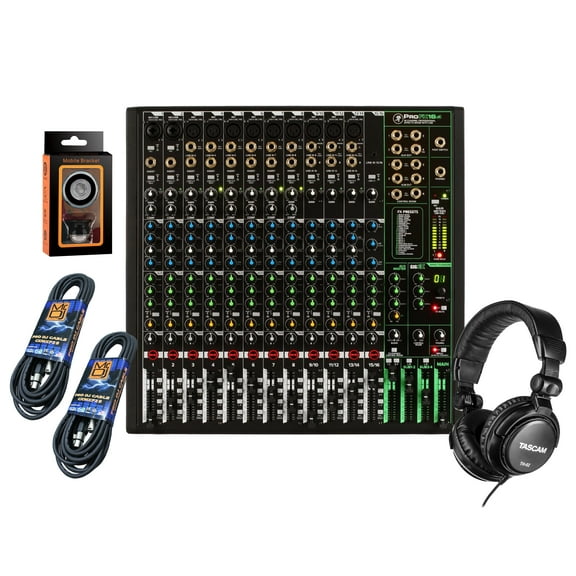 Mackie ProFX16v3 16-Channel Mixer with Built-in Effects and USB   Pro TH02 Headphone with Pair of XLR Cable free Absolute Phone Holder