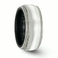 thumbnail image 5 of Edward Mirell Black Ti & Sterling Silver Polished Domed Milgrain Ring, 5 of 7