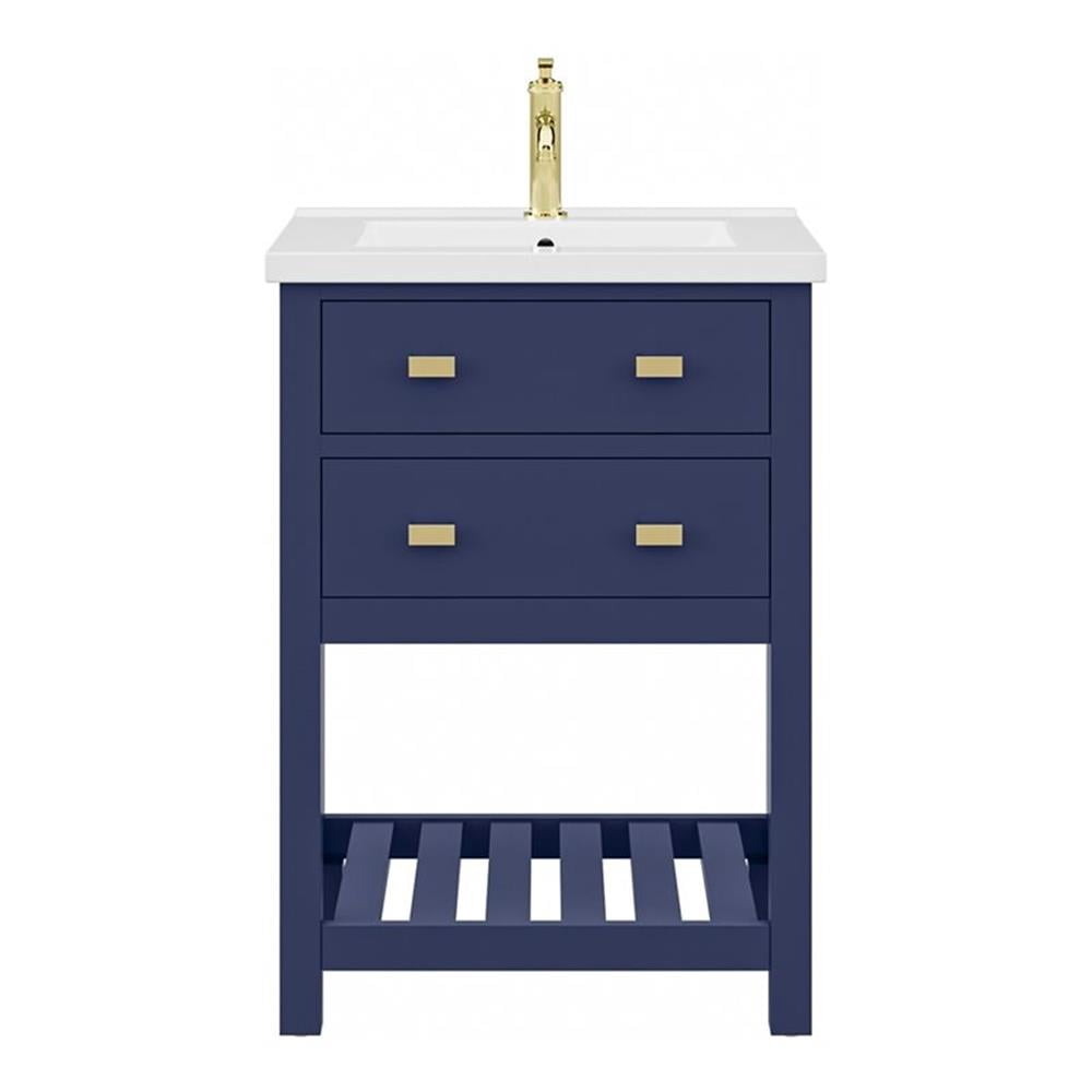 Water Creation Viola 24" Solid Hardwood Single Bathroom Vanity in Blue/Gold