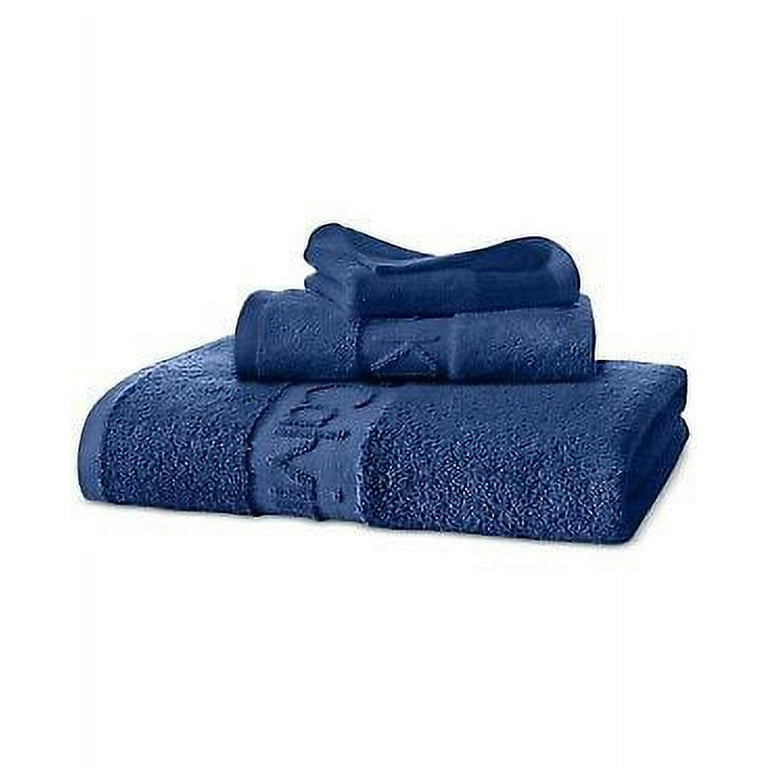 Calvin Klein Modern Blue Cotton Modal Blend Jacquard Logo Wash Towel Nwt AC144