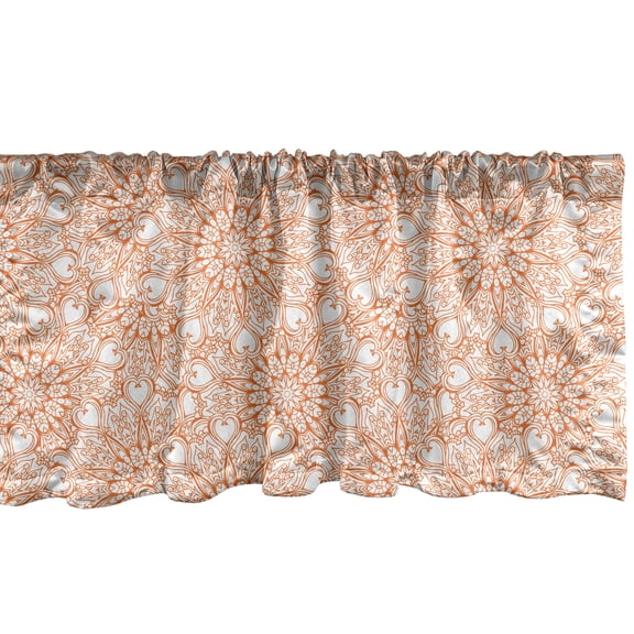 Ambesonne Abstract Valance Pack of 2, Monotone Streaks Hearts, 54"X18", Burnt Orange and White