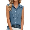 thumbnail image 4 of Xuyuer Women's Sleeveless Button Down Shirts Blouses Solid Casual V Neck Sleeveless Tank Tops Business Work Top (S-5XL), 4 of 7