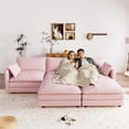 thumbnail image 2 of Muumblus 110" Oversized Modular Sectional Sofa with 2 Movable Ottoman, U Shaped Deep Seat Cloud Couch for Living Room, Pink Chenille, 2 of 10