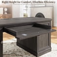 thumbnail image 6 of 59" Classic Executive Desk with Storage,  Executive Desk with Charging Station, Keyboard Tray, 3 Drawers & 2 Cabinet Storage & 2 Pedestals, Easy Assembly, Black, 6 of 9