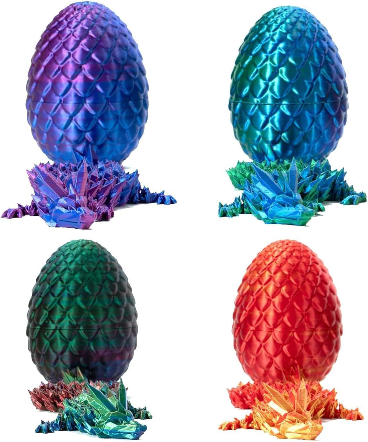 Home Office Desk Decor3D Printed Dragon Egg Crystal 3D Dragon Fidget Toys for Adult Articulated Dragon Egg Surprise Dragon Gifts,4pcs