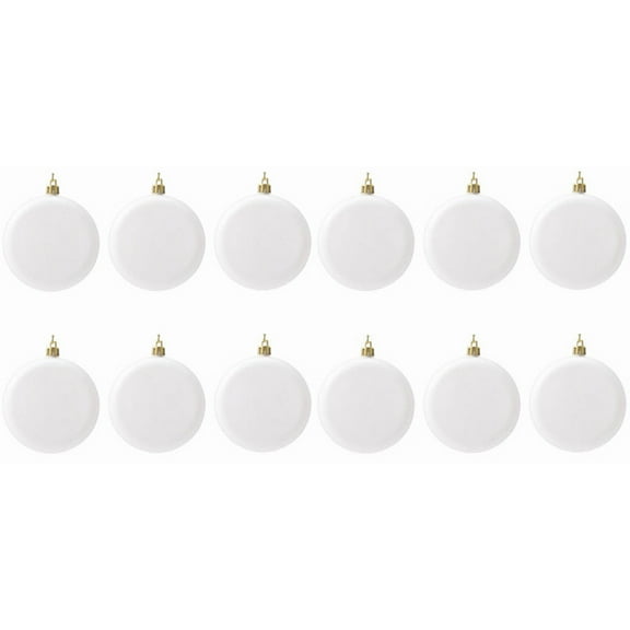 12pcs White Round Block Decorations Christmas Tree Hanging Ornaments