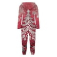 thumbnail image 5 of One Piece Pajamas Women Fuzzy Warm Sherpa Hooded Jumpsuit Printed Fleece Christmas Pjs Onesies Winter Playsuits (XL, Red|Xmas-Tree), 5 of 6