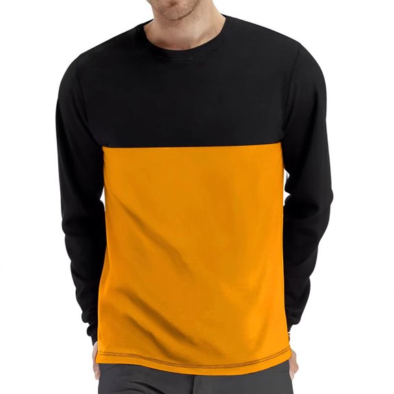 Vrorvz Mens Tshirt Long Sleeve Crewneck Shirts Color Block Tee Casual Sports Tees Workout Athletic Clothes for Men