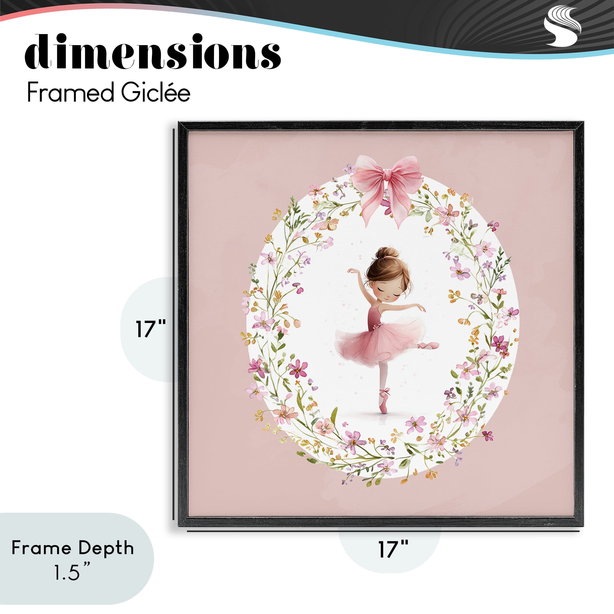 Stupell Industries Ballet Dancing Princess Black Framed Giclee Art, design by Christine Simpson Art