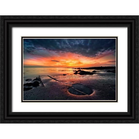 H. Ingibergsson, Porsteinn 24x17 Black Ornate Wood Framed with Double Matting Museum Art Print Titled - Into the Sunset
