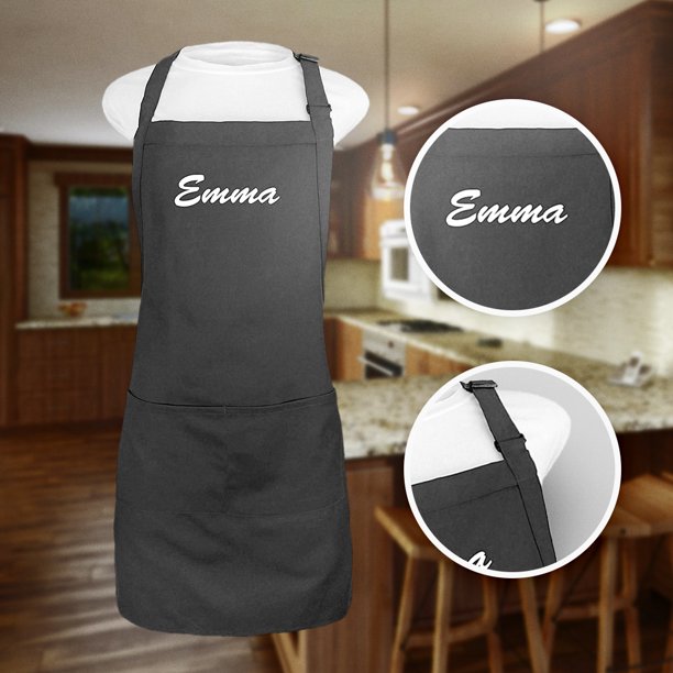 Kaufman Personalized Apron, Embroidered Name ,Cotton Adjustable Bib