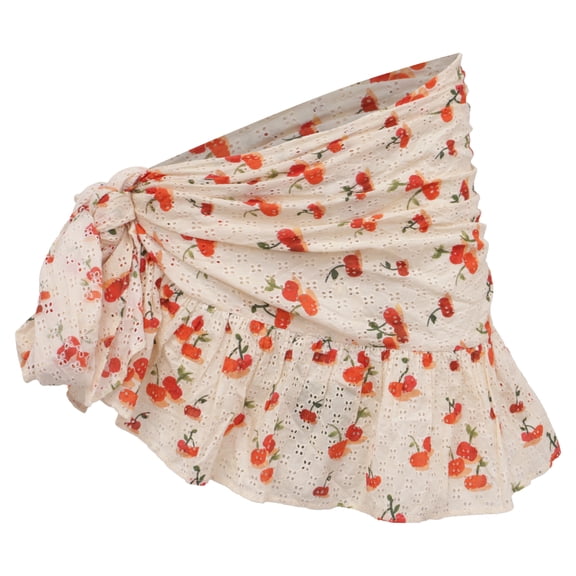 Pre-Owned Farm Rio Pitanga Cherry Cover Up Mini Skirt in Multicolor Cotton