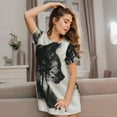 thumbnail image 3 of Susaid Double Exposure Cat Forest Pattern Sleep Shirts for Women Short Sleeve Night Shirts for Sleeping Pullover Nightgown Soft Nightdress, 3 of 6