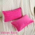 thumbnail image 2 of SURJDE Hot Pink Striped Decorative Throw Pillow Covers 12x20 Inch Set of 2,Rectangle Fall Decorations Couch Lumbar Pillowcase,Soft Cozy Faux Rabbit & Velvet Back,Modern Home Decor for Bed, 2 of 6