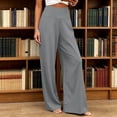 thumbnail image 6 of Womens High Waisted Palazzo Pants Wide Leg Casual Summer Trousers Flowy Pull On Slacks for Work Office Business with Pockets,Gray,XXL, 6 of 9