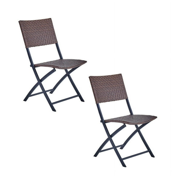 Set de 2 Sillas Plegables para Jardín y Exteriores de Rattan Durable NATERIAL ZENA