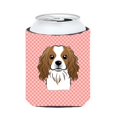 thumbnail image 1 of Checkerboard Pink Cavalier Spaniel Can Or Bottle Hugger, 12 Oz., 1 of 1