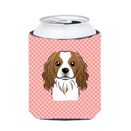 

Checkerboard Pink Cavalier Spaniel Can Or Bottle Hugger 12 Oz.