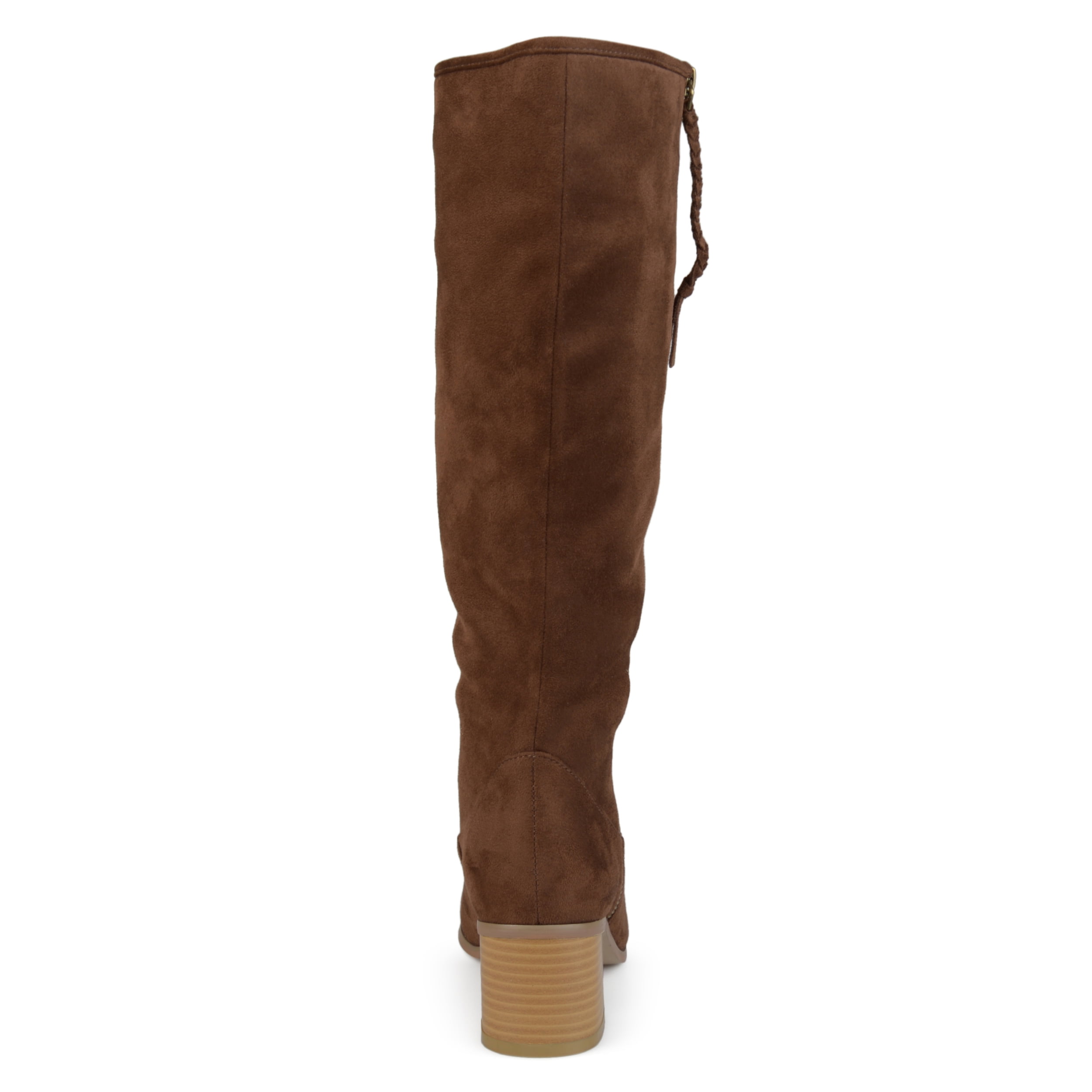 Journee Collection Women's Sanora Mid-Calf Wide Calf Stacked Heel Riding Boots