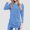 thumbnail image 3 of Fanxing Women's Basic Round Neck Tops Long Sleeve Buttons Pullover Top Fall Lightweight Casual Shirts Trendy Loose Tops, 3 of 7