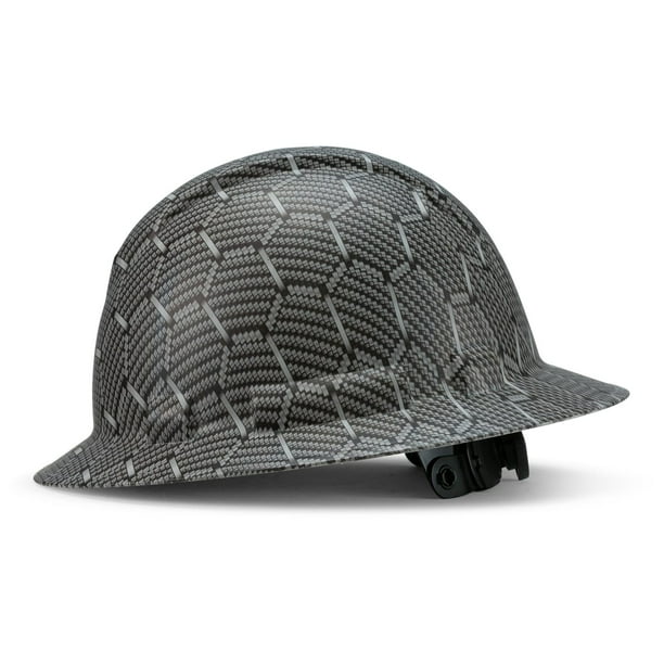 Full Brim Customized Ridgeline White Hard Hat, Custom Gray