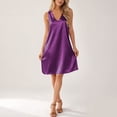 thumbnail image 4 of NominalSnug Satin Nightgowns for Women Sleeveless Tank Pajamas Dresses V Neck Houses Dress Comfy Loungewear, 4 of 8