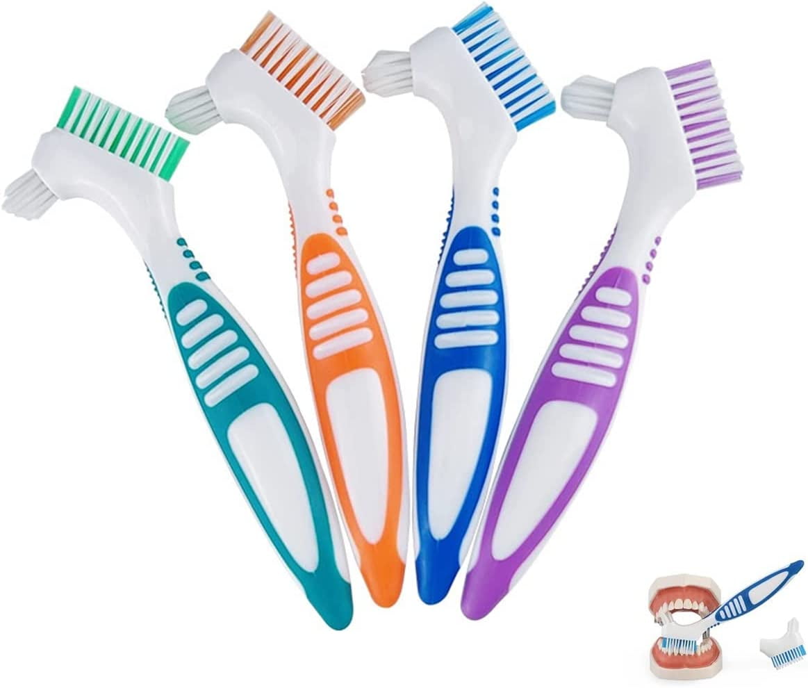 4 Pcs Denture Brushes, for Cleans Your Dentures and Care