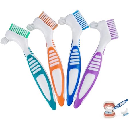 4 Pcs Denture Brushes, for Cleans Your Dentures and Care