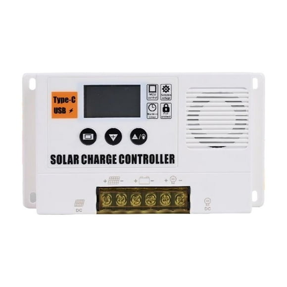 Cateissary Pantalla LCD ajustable de 12V PWM, puerto dual y temporizador automático, 100A, 80A, 20A, 10A, LCD automático con puerto de carga USB Baterías de general Blanco 20A