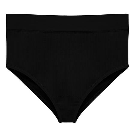 YHGFVOKJ Womens Underwear Personality Design Solid Color High Waisted Casual Panties Plus Size Simple and Exquisite Design Brief Sheer Panties Black XL