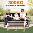 thumbnail image 5 of 3 Person Outdoor Glider Bench Chair, Breathable Mesh Seat, Powder-Coated Steel Frame, 660 lbs Weight Capacity, Black and Gray, 5 of 10