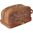 thumbnail image 1 of Bolsa de cosméticos Rustic Town de cuero genuino para viaje, marrón, para hombre, 1 of 6