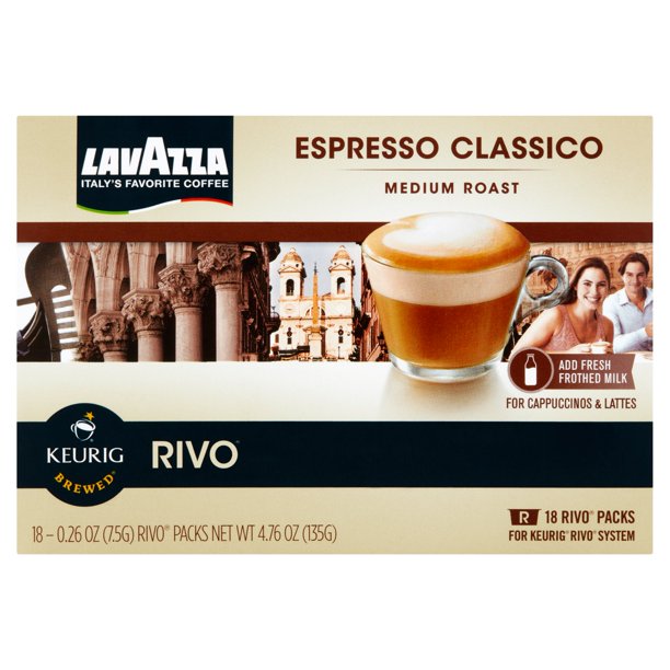 Lavazza Keurig Brewed Rivo Espresso Classico Medium Roast, 0.26 oz, 18
