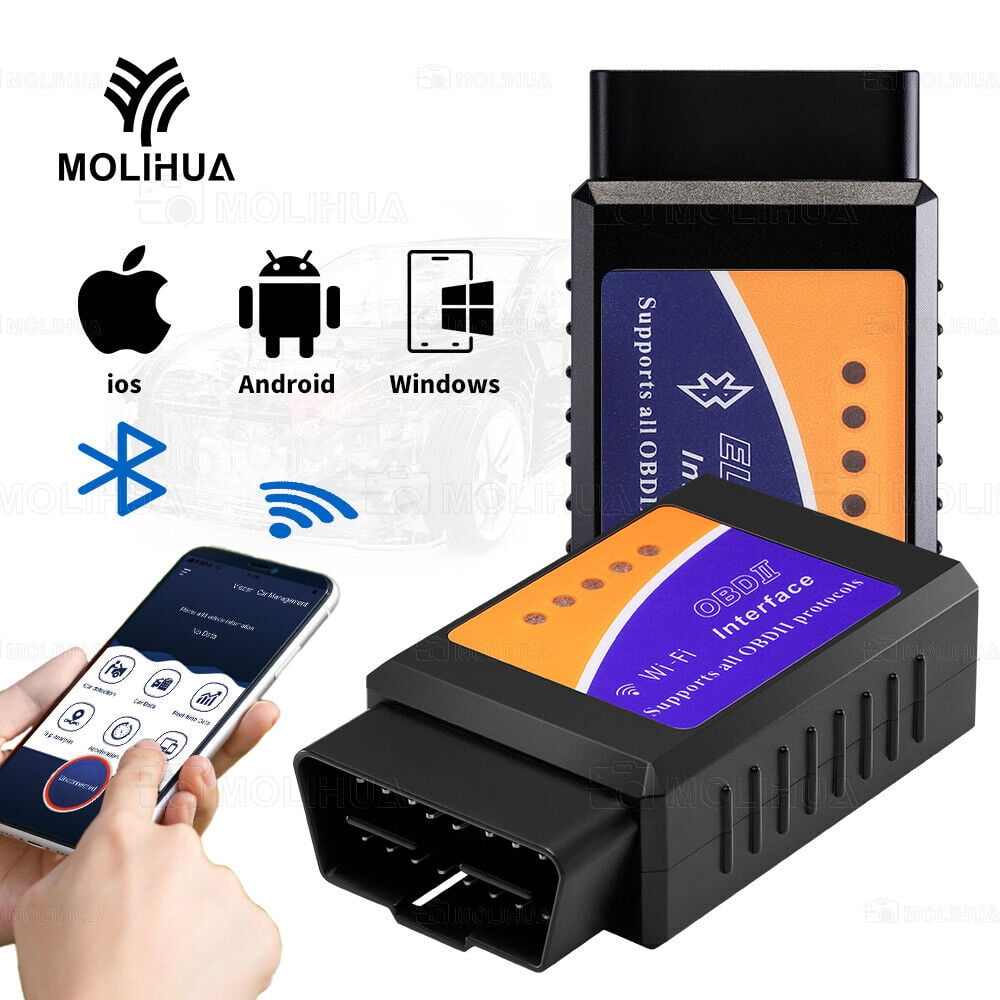 Bluetooth WiFi ELM327 OBD2 Adapter Scanner Reader for iPhone Android and iOS Phones with Free FASLINK X APP Bluetooth 4.2 ELM 327 OBD 2 Adapters Scann ELM327 Bluetooth⁄USB⁄Wifi Mini Interface OBD2 Scanner Adapter