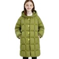 thumbnail image 2 of AUNVITO Warm Lightweight Puffer Coat for Boys & Girls 2-14Y, Hooded Quilted Longline Winter Jacket with Button Closure, Thickened Insulation, Pockets, Water-Resistant Nylon Spandex Casual Outerwear, 2 of 6