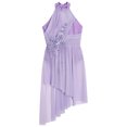 thumbnail image 3 of Aislor Girls Gymnastics Leotard Sequined Ballroom Lyrical Ballet Latin Jazz Dance Dress Light Purple 6, 3 of 7
