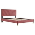 thumbnail image 3 of Modway Roxanne Modern Performance Velvet Queen Platform Bed in Dusty Rose, 3 of 5
