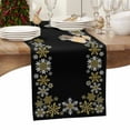 thumbnail image 6 of Christmas Black Cotton Linen Table Runner for Dining Kitchen, Xmas White Golden Snowflakes Retro Rustic Wedding Outdoor Party Tablerunners Decoration, Dresser Scarf Coffee Tablecloth Runners 13"x72", 6 of 9