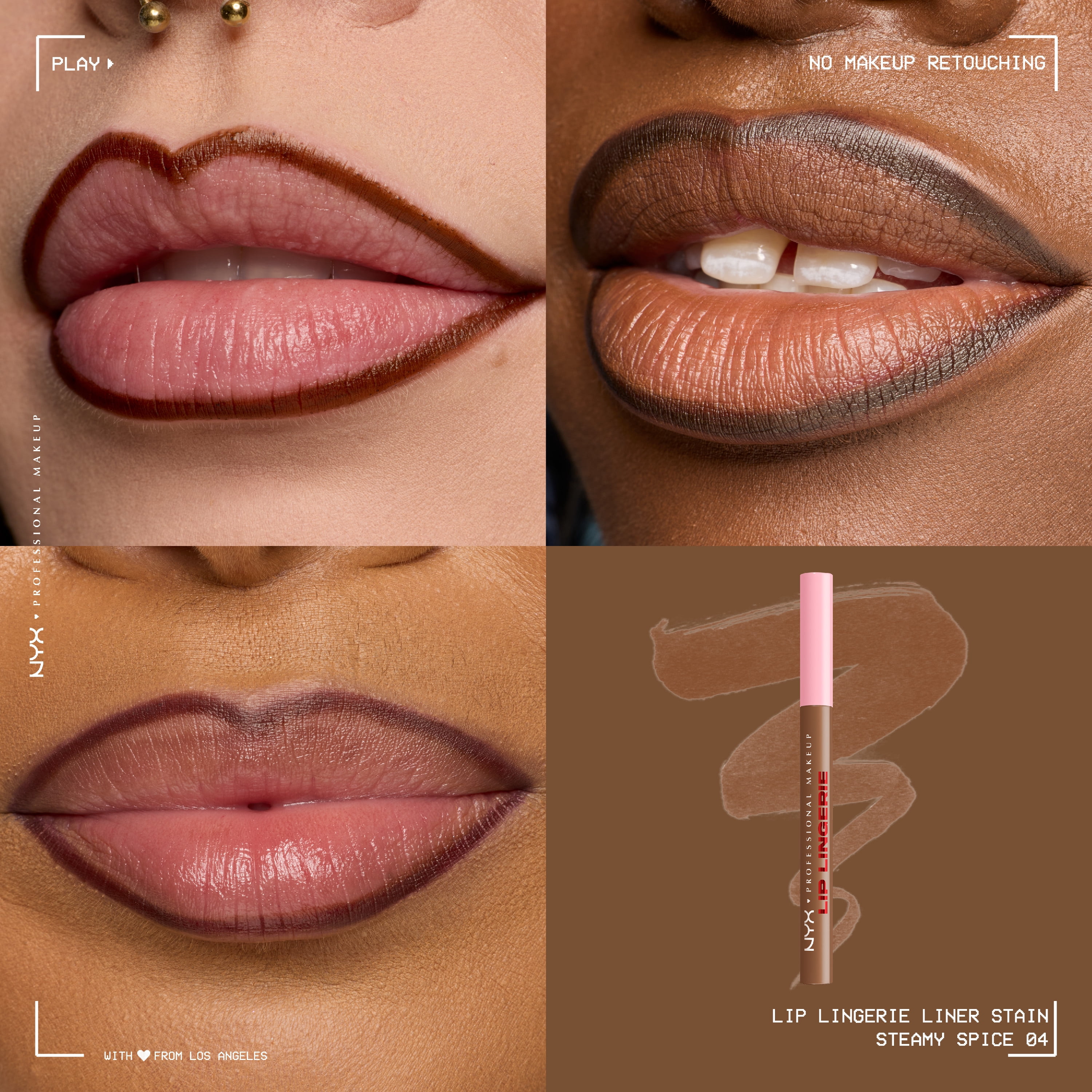 NYX Professional Makeup Lip Lingerie Lip Liner Stain, Waterproof Lip Color,Steamy Spice, 0.03 fl oz