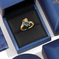 thumbnail image 4 of Gem Stone King 10K Yellow Gold Diamond Accent Ring Heart Shape Yellow Citrine and Vivid Persian Blue Moissanite (1.48 Cttw, Size 8), 4 of 6
