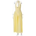 thumbnail image 4 of Women's Deep V Halter Maxi Dress, Solid Cutout Flowy Backless Summer Dress, 4 of 5