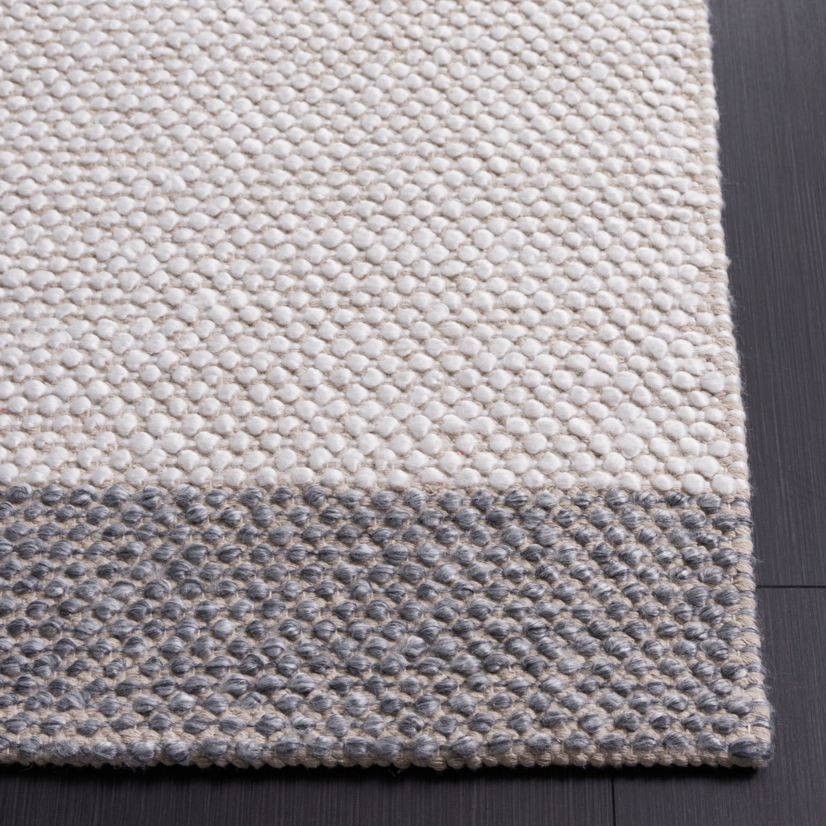 SAFAVIEH Natura Marina Striped Wool Area Rug, Ivory/Dark Grey, 5' x 8'
