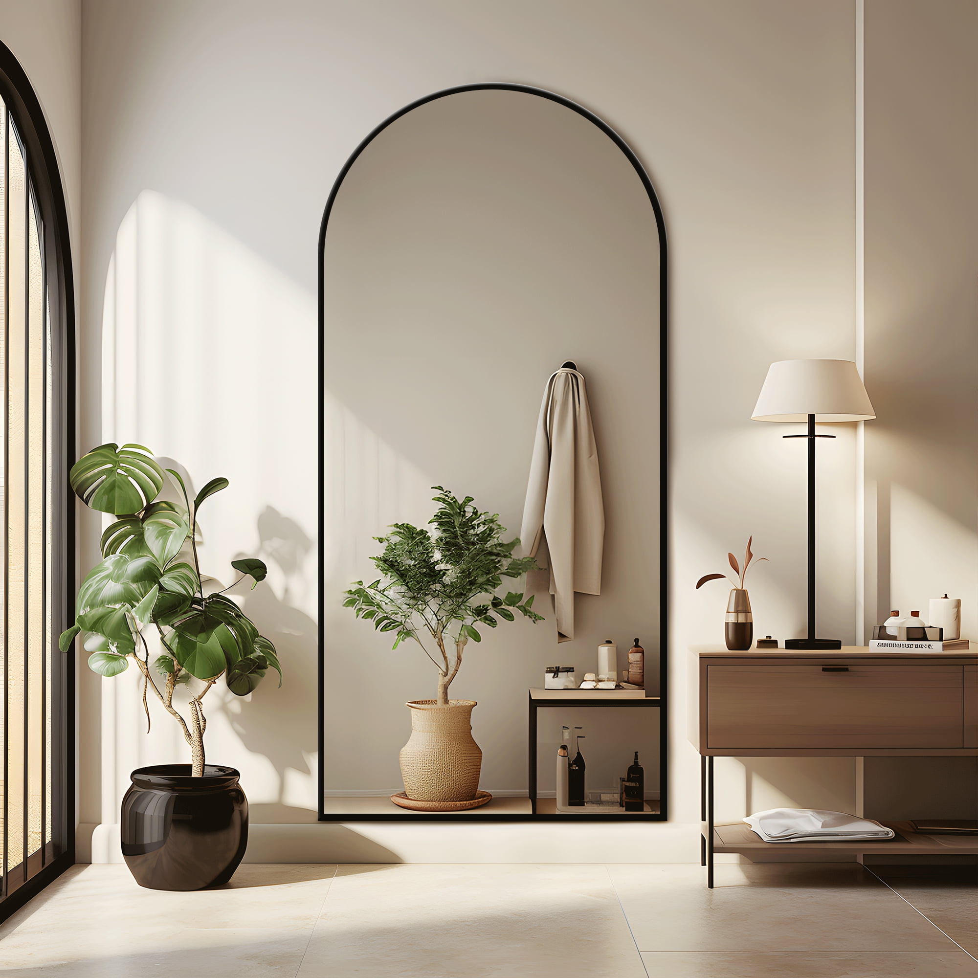 79x35 Oversized Arch Aluminum Alloy Frame Full Length Mirror Floor Mirror,Black