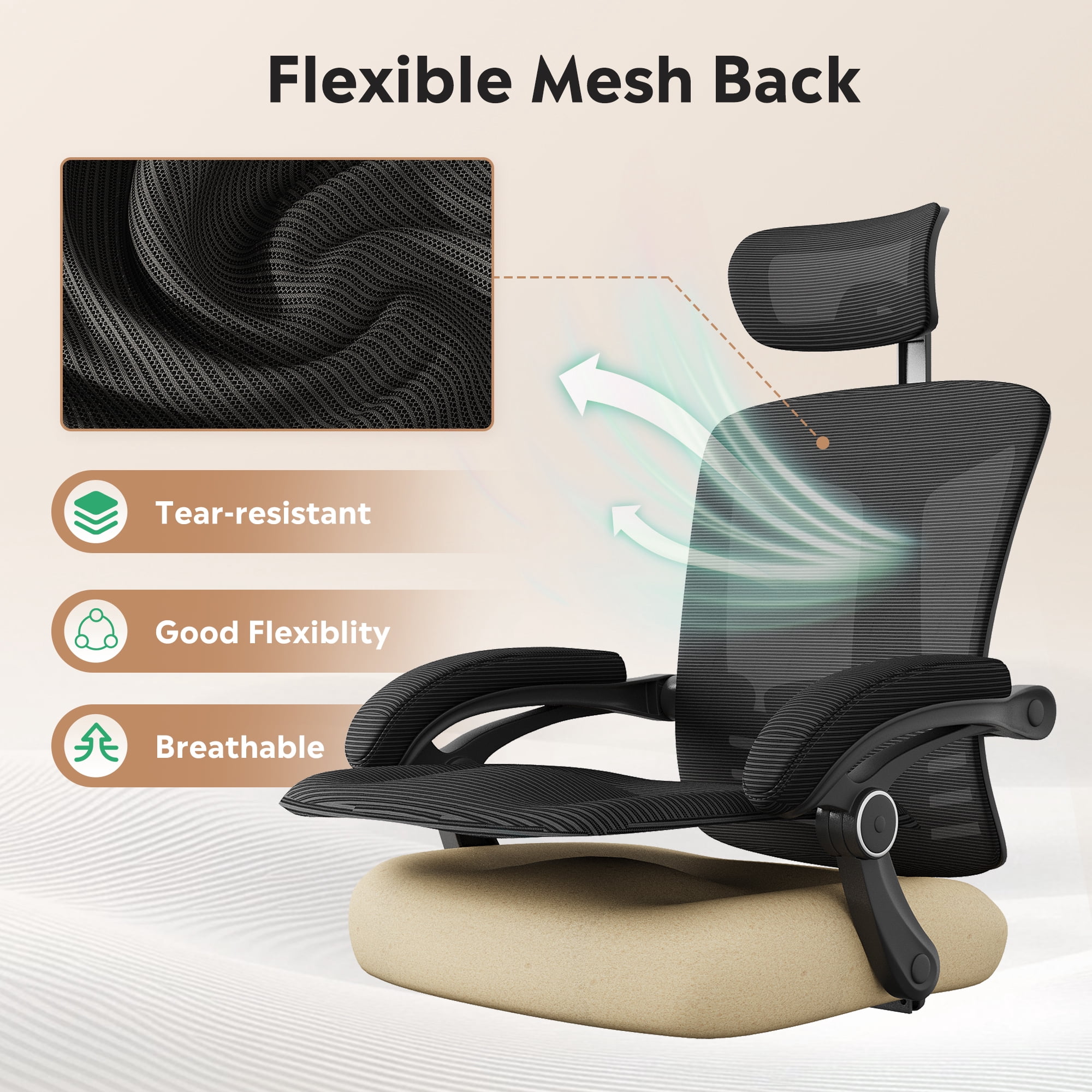 GALAXHERO Ergonomic Big and Tall Office Chair, Mesh Desk Chair with Adjustable Lumbar Support & Footrest, Reclining High Back, SGS Class 4 Gas Lift, for Office & Gaming, Black
