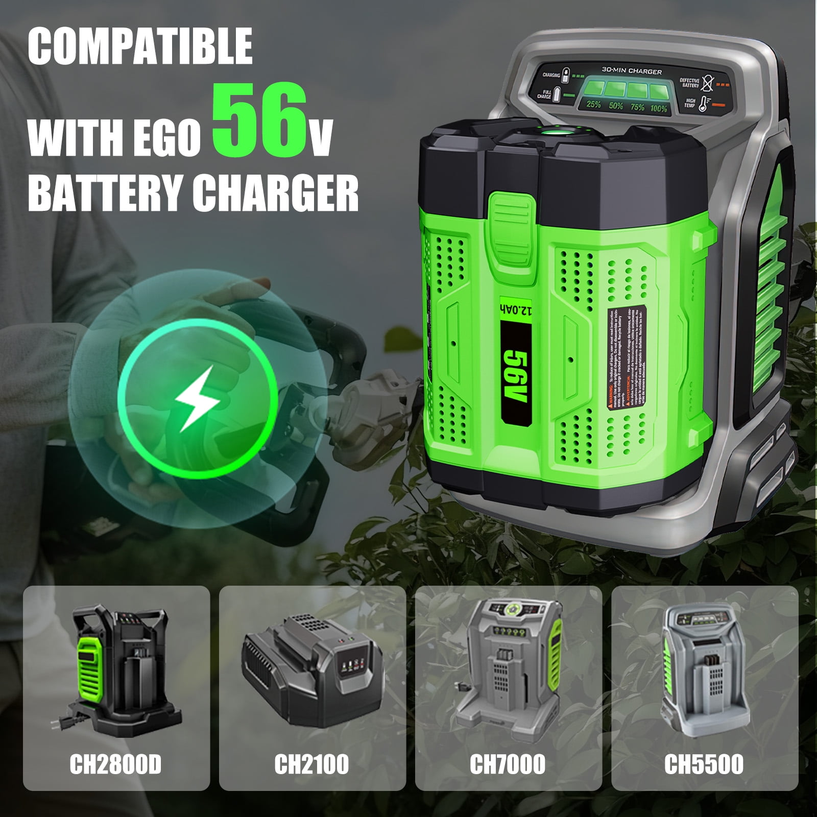 2PACK 12Ah Replacement for EGO 56V Battery Compatible with EGO 56 Volt Lithium-Ion Battery Power Tools