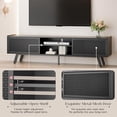 thumbnail image 4 of Black TV Stand for 65 70 Inch TV, Modern Iron Rattan TV Console with Sliding Door, Entertainment Center with Storage and Adjustable Shelves, Media Console for Living Room and Bedroom, 4 of 8