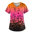 thumbnail image 1 of LINMOUA Plus Size Halloween Printed Working Uniform Tops For Women V-Neck Short Sleeve T-Shirts Workwear Tee With Pockets, 1 of 4