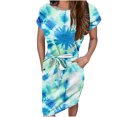 thumbnail image 2 of Robes pour Femmes Été 2024, Robe à Lacets, Col Rond, Manches Courtes, Ceinture, 50 % de Réduction!, 2 of 6