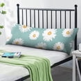 thumbnail image 2 of Wildflower Daisy Body Pillow Cover 20x54 - Long Pillow Case with Hidden Zipper - Artistic Daisy Print - Cozy & Stretchy for Maternity Use, 2 of 5