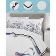 thumbnail image 3 of Twin XL Quilt Bedding Set, Spring Flowers Reversible Summer Quilt 3 Pieces, Vintage Blue Floral Leaves Birds Rustic Plants Lightweight Bedspreads Coverlets with 2 Pillow Shams for All Seasons, 3 of 5